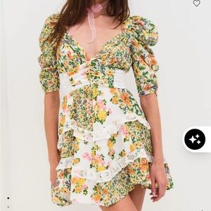 For Love And Lemons Floral Lace Mini Dress